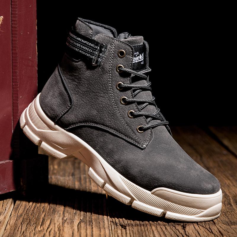 Frühling und Herbst Neue Hochwertige Lederstiefel Herren Lässige Motorrad-Knöchelstiefel für Männer Schnürstiefel Basic Tooling Schuhe Mann