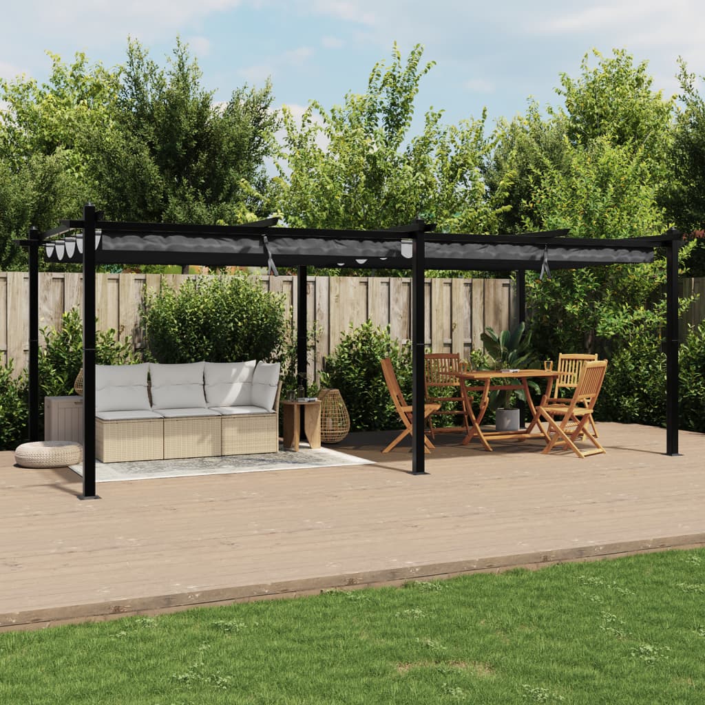 Vidaxl Altana Ogrodowa Ze Zwijanym Dachem, Antracytowa, 3X6 M