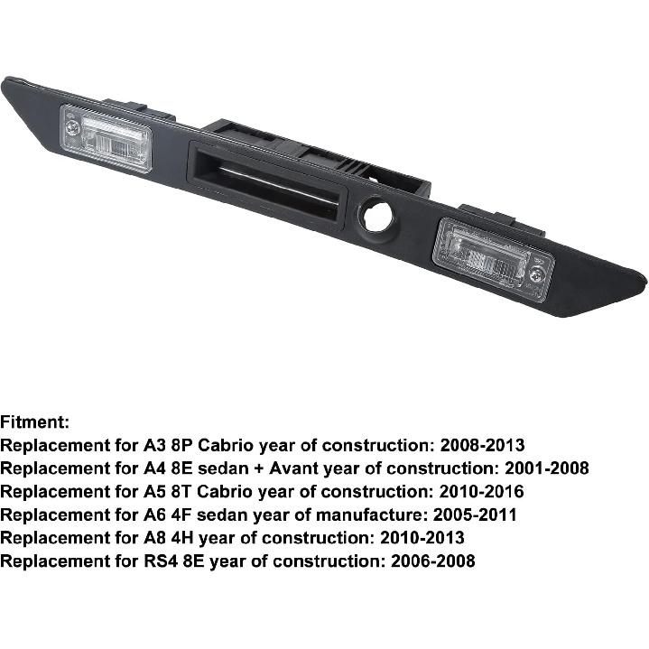 Fydun License Plate Light Car License Plate Lamp Trim Assembly 8E0827574C3FZ Replacement for RS4