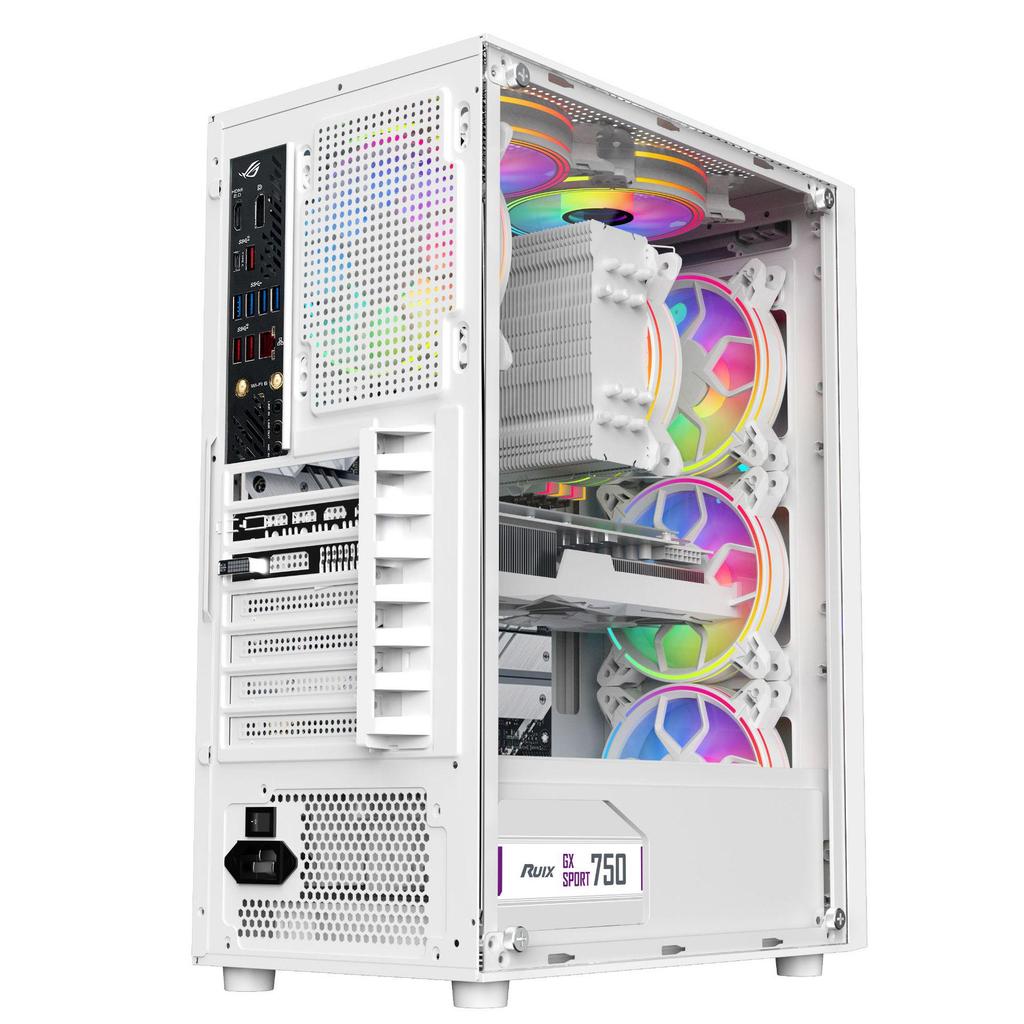 RGB Gaming Desktop Case with Side Window and Colorful Light Strip