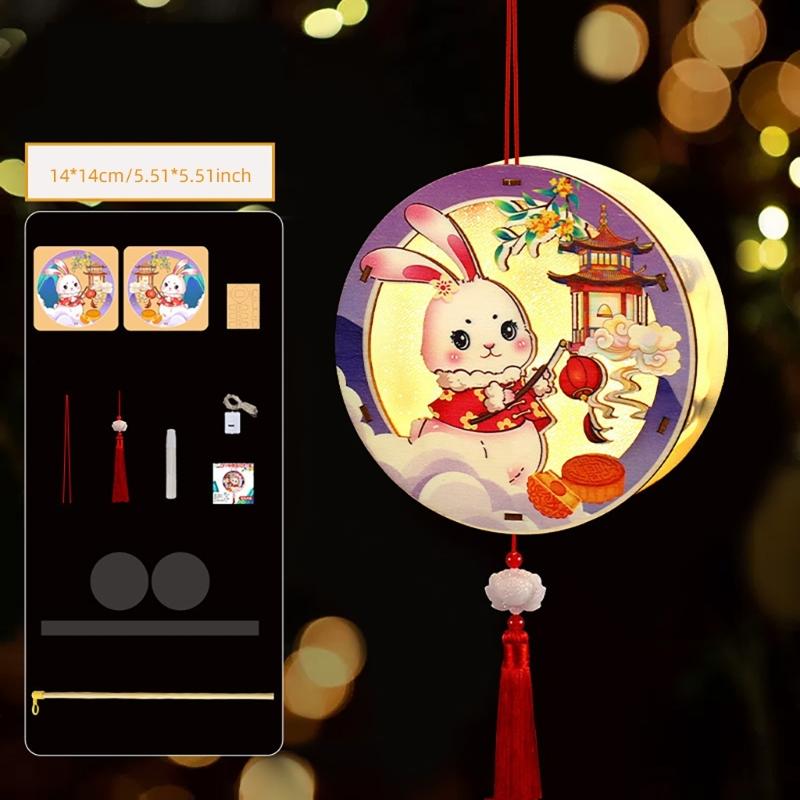 Lovely Rabbits Light Hanging Decors Portable Autumn Festival Rabbits Light Decoration for Cultural Enthusiasts