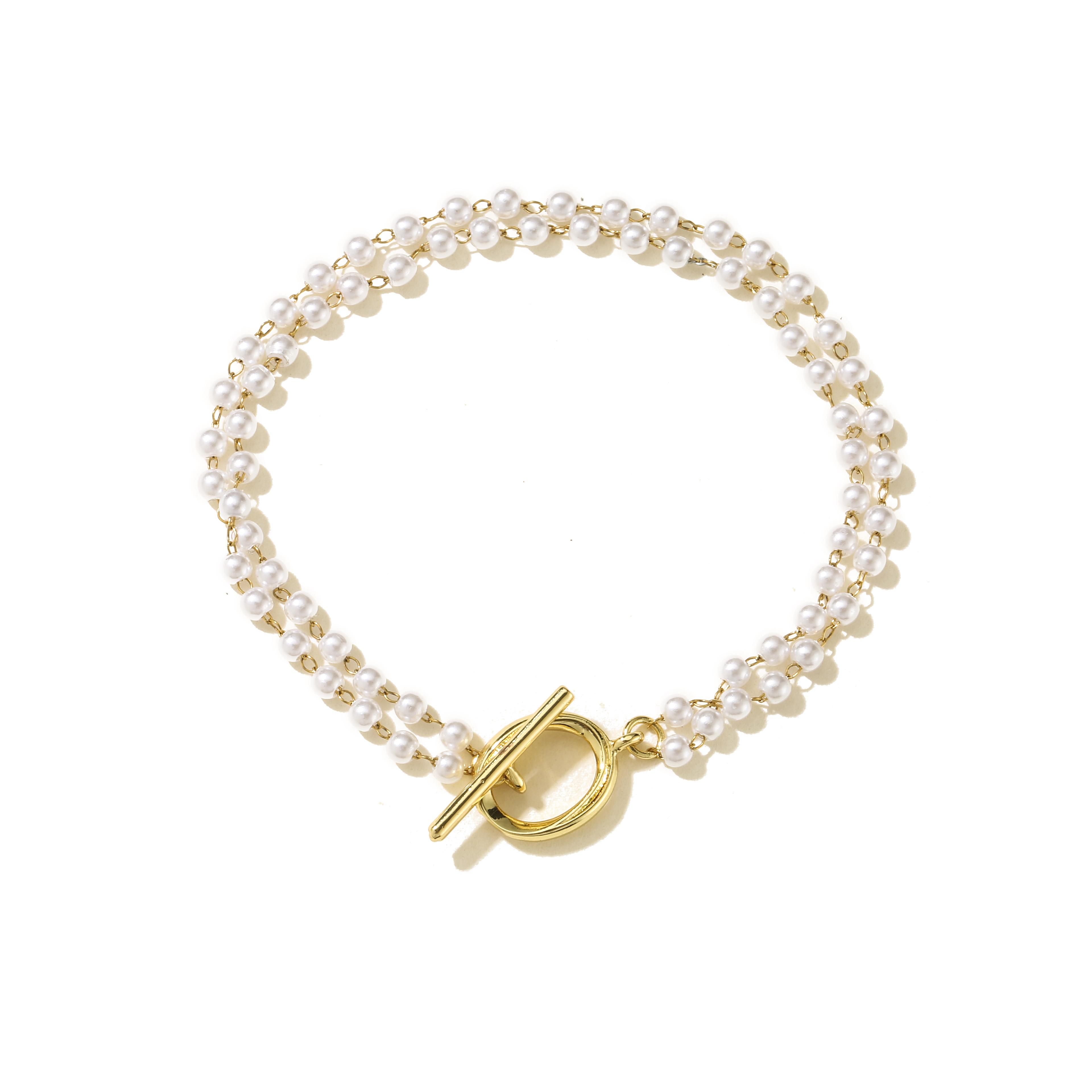 HECHENG,Fashion Luxury Pearl Necklace,Letter Stainless Steel A-Z Initial Pendant Chain Link Bracelet For Women,Wholesale Zircon A