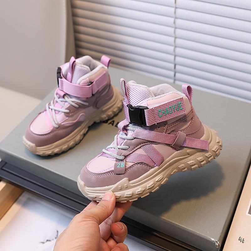 

Winter Snow Boots For Girls PU Leather Waterproof Fashion Shoes Faux Fur Thick Warm Cotton Shoes Anti-slippery Teen Girl s Boots 27 фіолетовий