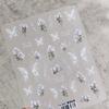Crystal White Flower Leaves Petal Wet garden Spring Charming Elegant 5D Nail Art Stickers Rhinestone Adhesive Manicure Decals