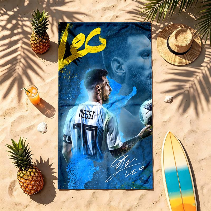 MESSI (14) Toalla de Playa Temática Resistente a la Arena Suave Y Cómoda Adecuada Para la Piscina Camping Yoga Y Buceo Un Imprescindible de Viaje