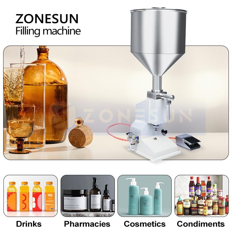ZONESUN ZS-A02 Full Pneumatic Filling Machine for Cream Shampoo Cosmetic Paste Filler