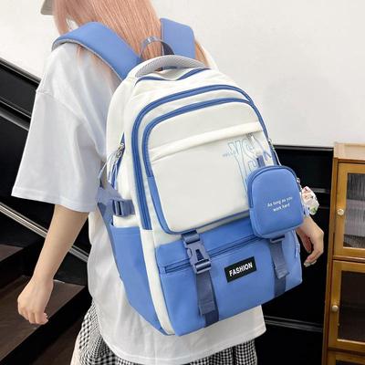 Rucksack im koreanischen Stil mit Farbblockdesign - Vielseitig, modisch, großes Fassungsvermögen für Mittel- und Oberstufenschüler