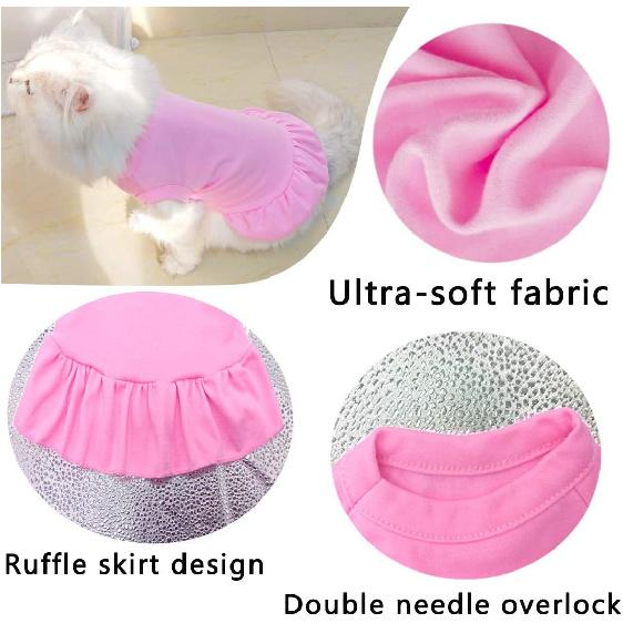 Dog Skirt Shirts, Puppy Dresses for Small Dogs Girls, Pet Clothes Doggy Apparel, Comfortable Summer Shirt Beach Wear Clothing, Outfits for Medium
