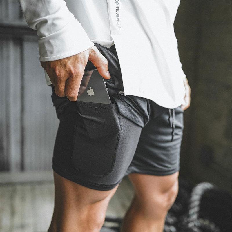 Sport Shorts Men Sportswear Double-deck Running Shorts 2 In 1 Beach Bottoms Summer Gym Fitness Training Jogging Short Pants