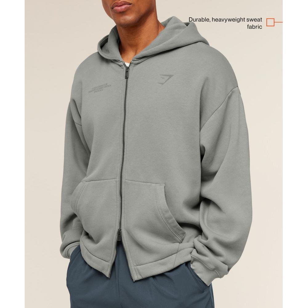 Gymshark Conditioning Club Zip Through Hoodie Smokey Grey A4c3m Gd5d