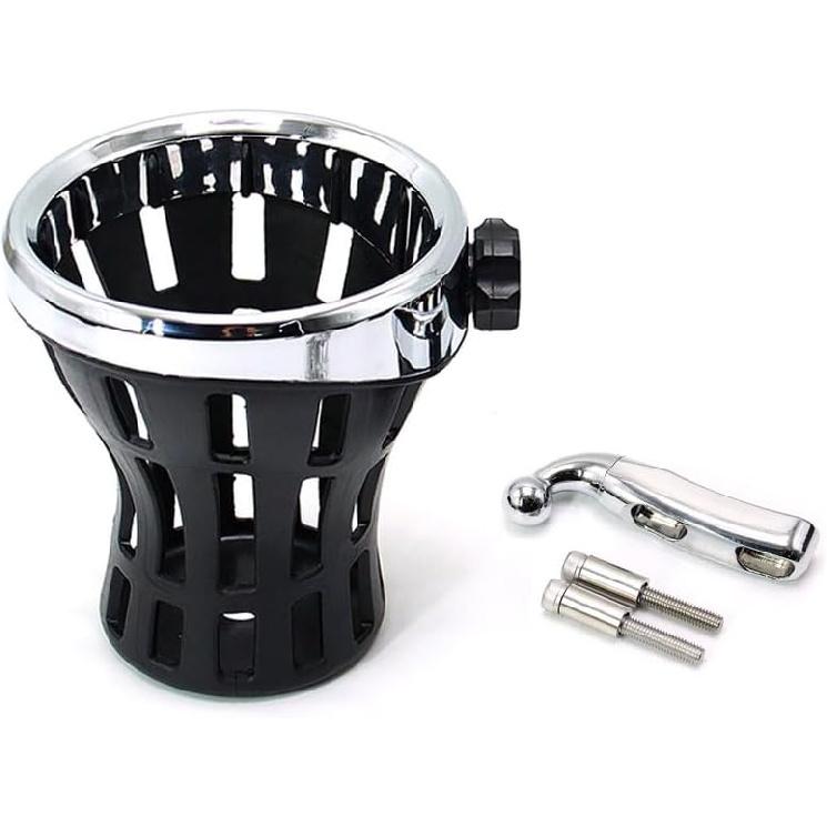 

Motorcycle Cup Holder with Perch Mount Fits for Softail Dyna Electra Glide 1996-up Universal Water Bottle Coffee Cup Drinks Holder Adjustable Cup 142MM CHROME