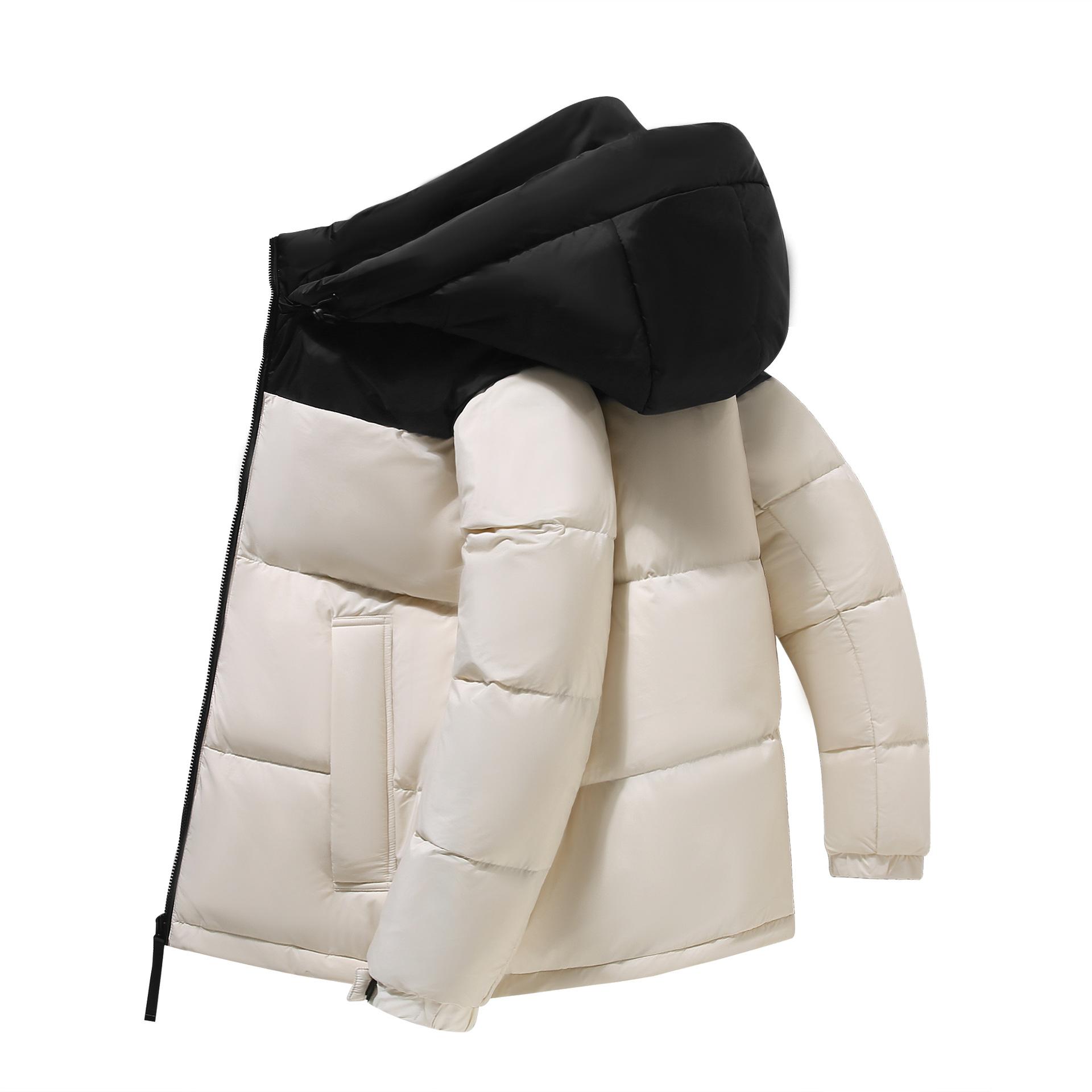 

2025 winter hooded down bread jacket jacket men s loose thickened warm down jacket short versatile white duck down M