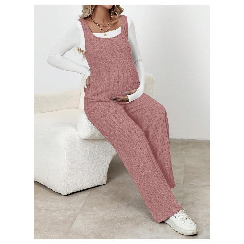 Pregnant Women's Jumpsuit for Autumn and Winter, New Knitted Overalls with Loose Belly Support, Slimming Maternity Clothing
