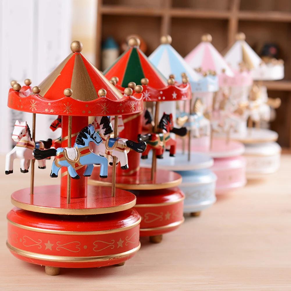 Home Decoration Room Decoration Red White Romantic Music Box Wooden Music Box No Battery Required Traditional And Nostalgic