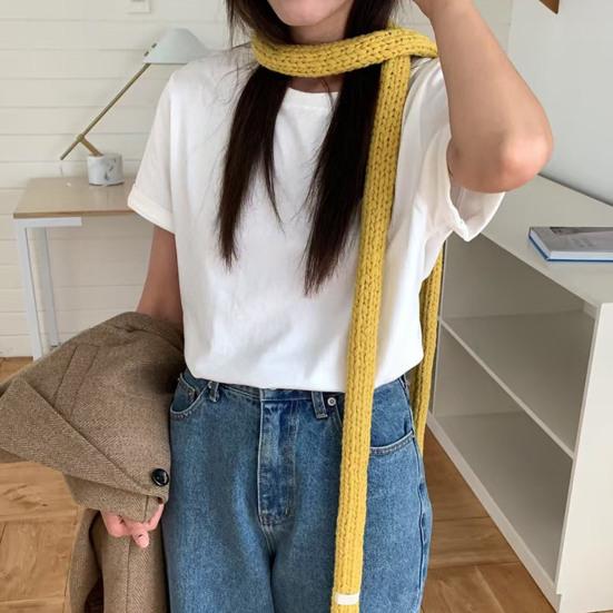 Women Knitting Scarf Solid Color Thin Long Scarf Warm Soft Touch Scarf Outdoor Home Winter Accessory