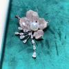 Gold-Plated Copper Pearl & Zircon Flower Tassel Brooch with Empty Setting