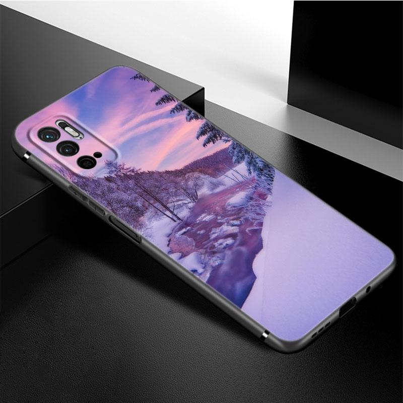 Landscape Winter Light Snow Phone Case For Xiaomi Redmi Note 11 10 9 8 Pro 11T 5G 10T 10S 9S 9T 9i 9C 9A 8T Soft TPU Black Cover
