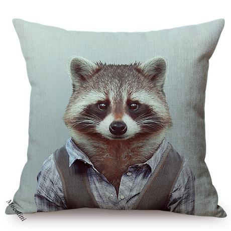 Nordic Animal Portrait Art Sofa Decorative Pillow Case Funky Cow Bear Rabbit Elephant Wear Clothes Style Cushion Cover Cojines