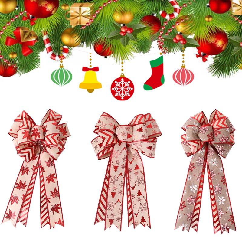 Festive Christmas Wreath Double Bow For Indoor And Outdoor Decorations