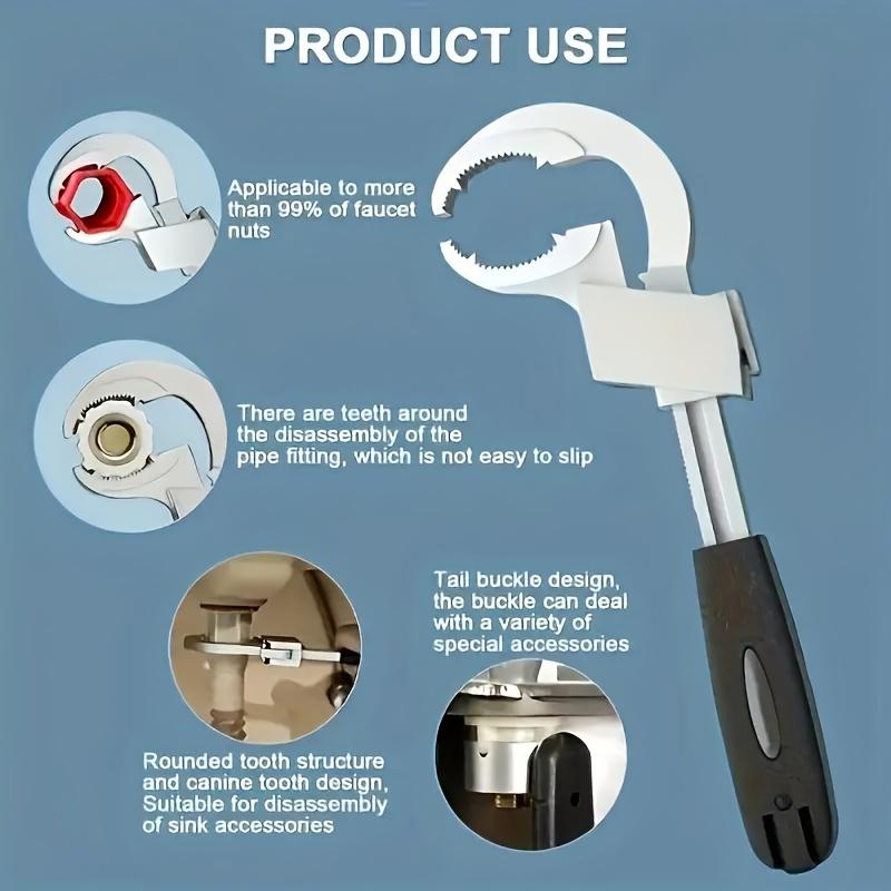 Adjustable Double-Headed Wrench Set,Adjustable Wrenche for Narrow Space, Multi-Functional Tool for Bathroom Disassembly and Assembly, Pipe Maintenance