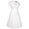 2025 Autumn/Winter V-neck Lace Hollow-out Short-sleeved Evening Party Dress