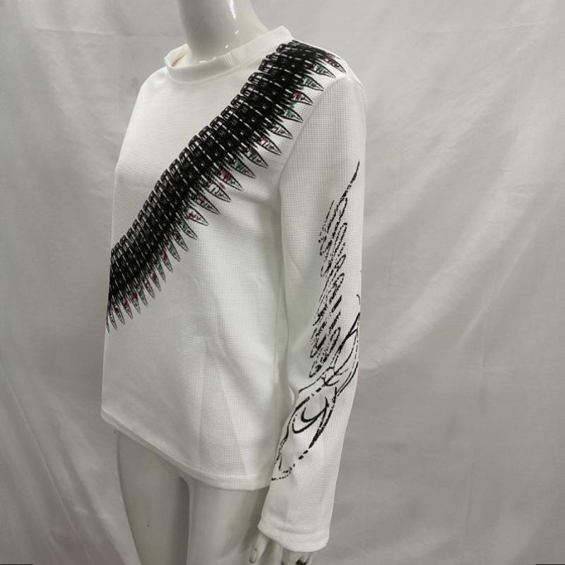 European and American Style Dark Printed Round Neck Long Sleeved Retro Street Trend Pullover Top