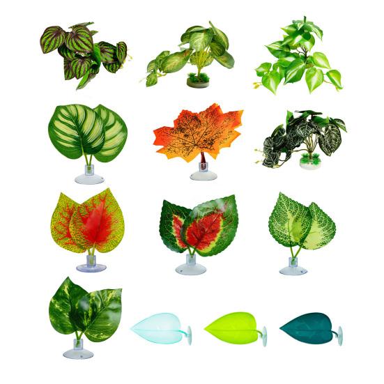 Reptilienbecken Künstliche Pflanzen Dekoration Chamäleon Eidechse Laubfrosch Schildkröte Terrarium Zubehör Tier Sonnenplatz mit Saugnapf