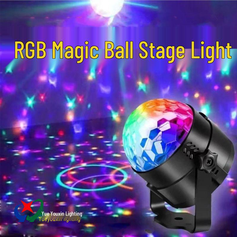 LED Remote Rotating Seven-Color Crystal Magic Ball Light for Indoor Dance and Stage Venues