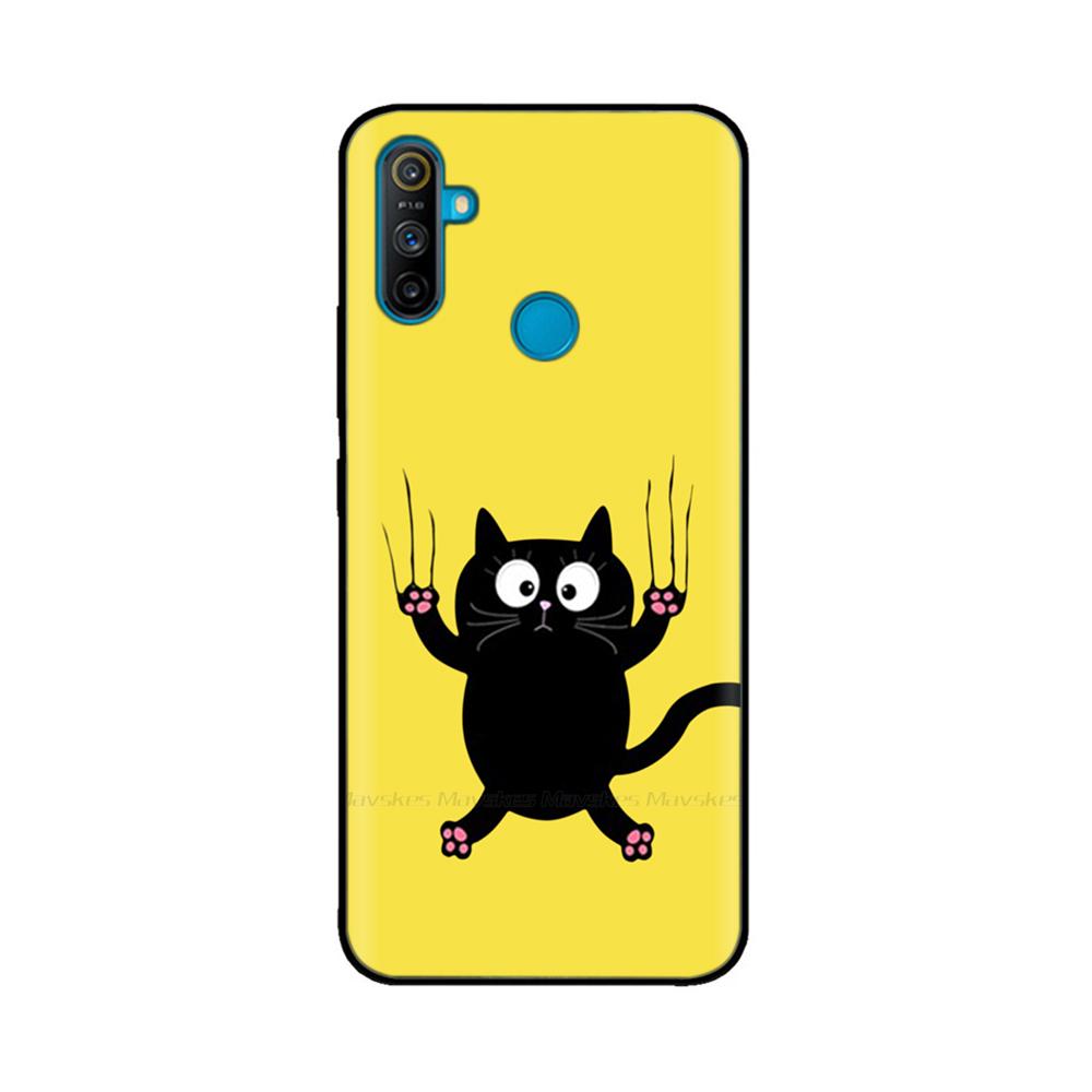 Etui do Realme C3 Miękkie Czarne Silikonowe TPU Wzór Tylna Klapka Do OPPO Realme C3 RMX2020 C 3 RealmeC3 Malowane Etui na Telefon Fundas