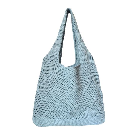 Dámská pletená taška přes rameno s velkou kapacitou, ležérní taška, jednobarevná dutá taška přes rameno pro každodenní výlety, nákupy, školu
