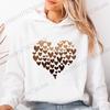 Women Hoodies Tops Funny Heart Leopard Print Hoodie Fashion Clothing Casual Female Sweatshirts Heart Leopard Fashion Streetwear