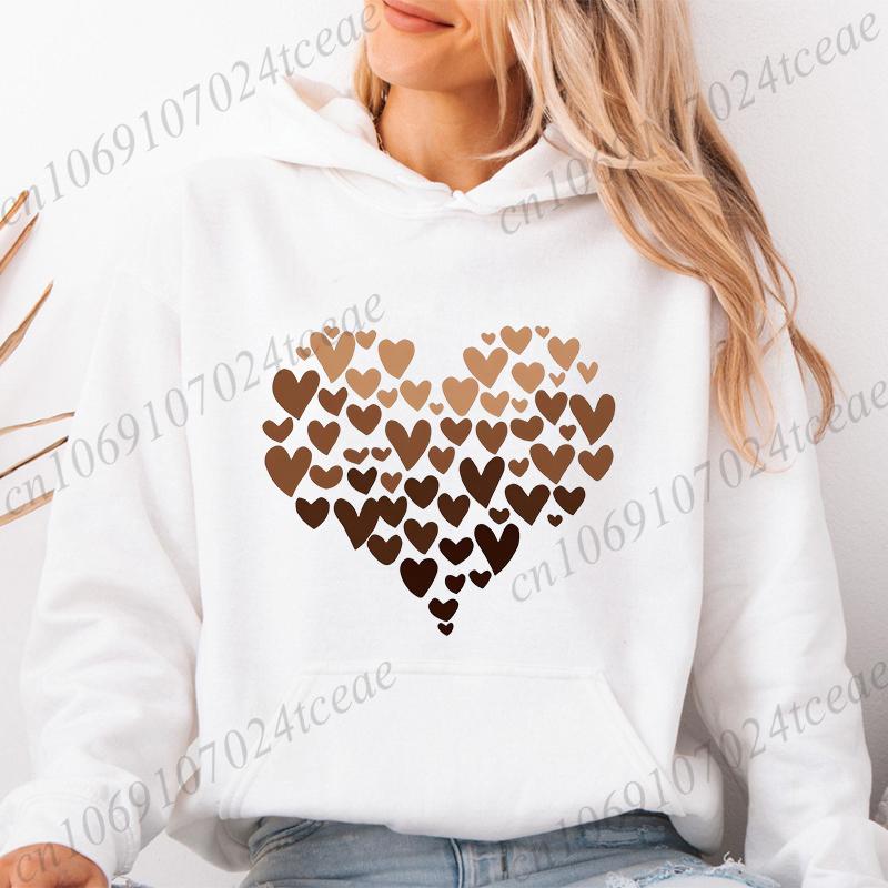 Women Hoodies Tops Funny Heart Leopard Print Hoodie Fashion Clothing Casual Female Sweatshirts Heart Leopard Fashion Streetwear