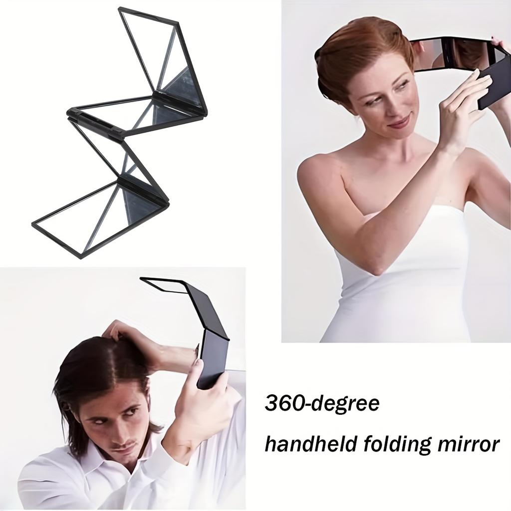 Four-Sided Multi-Angle Folding Mirror Portable Compact Square Handheld Reflective Design, Ideal for Haircuts, Touch-ups, Travel