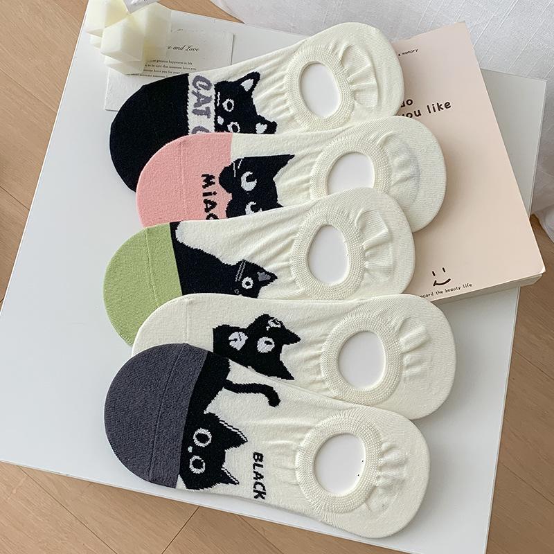 Female Summer Thin Silicone Non Slip Heel Shallow Mouth Invisible Socks