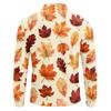 Camicia da uomo a maniche lunghe, leggera, in rete traspirante, con colletto stampato a foglia d'acero, per l'autunno