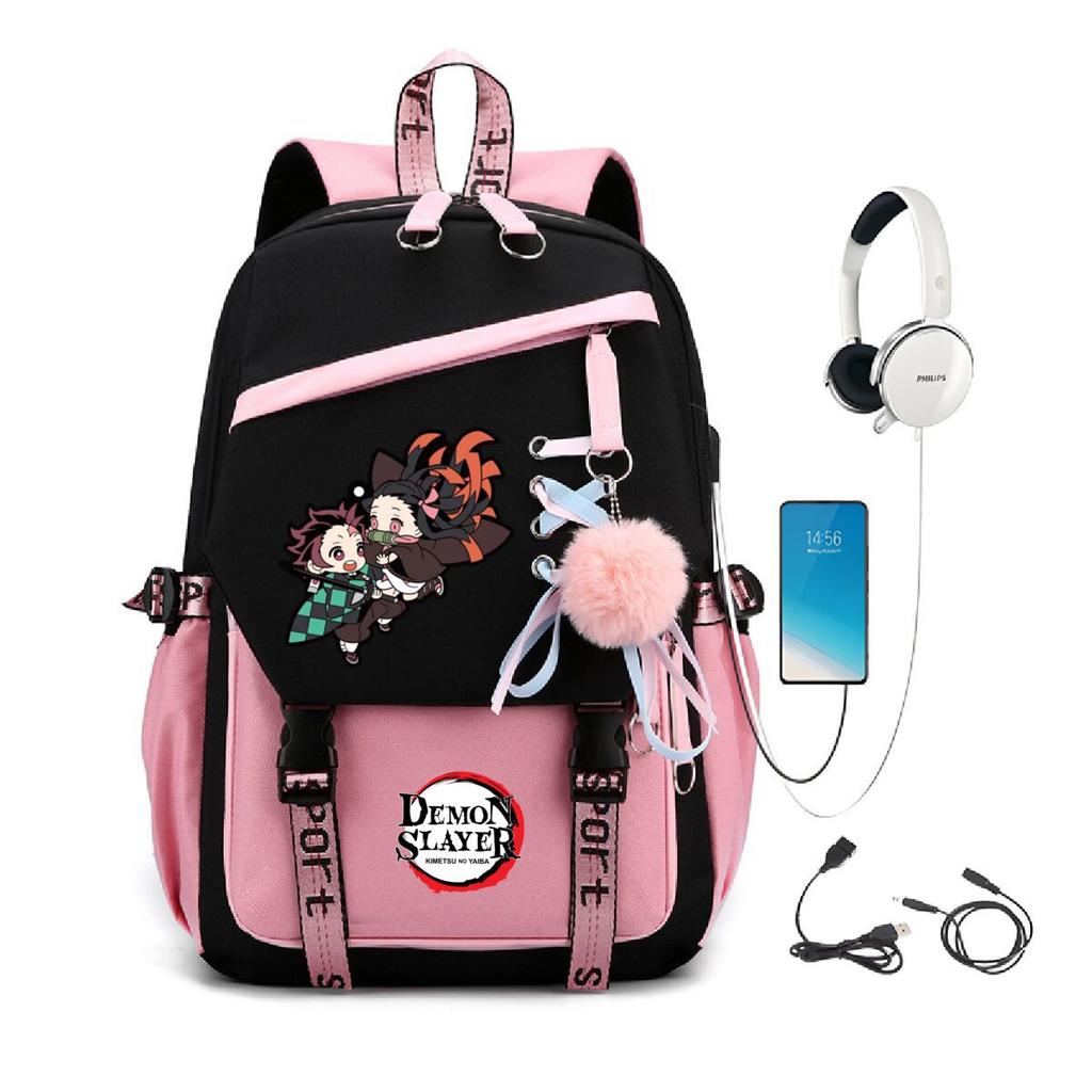 Peripheral Spine Backpack Strap Usb Multifunctional Student Schoolbag Animation Cartoon Children'S Backpack