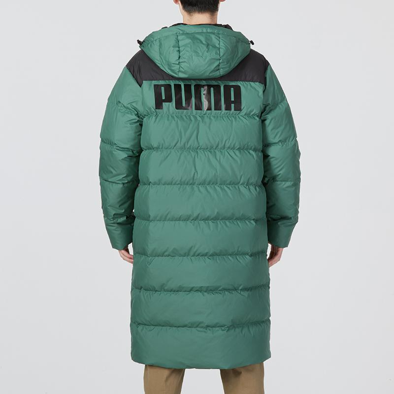 PUMA Logo Print Sporty Casual Warm Windproof Hooded Fitted Long Sleeve Down Jacket Men Outerwear Green 849985-25