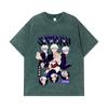 Tricouri Spălate 275 GSM 100% Bumbac Jujutsu Kaisen V6 Imprimeu Gojo Unisex Tricou Greu din Bumbac