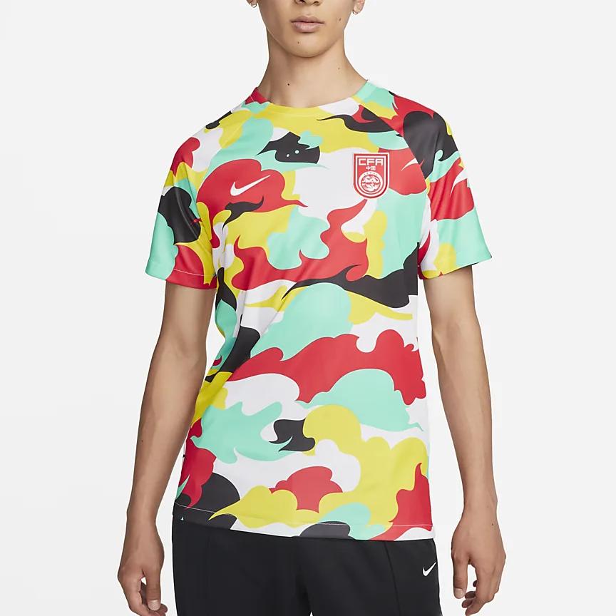 Nike Dri-Fit Abstract Camouflage Print Quick-Dry Soccer T-Shirt Men Tops Yellow DH6519-713