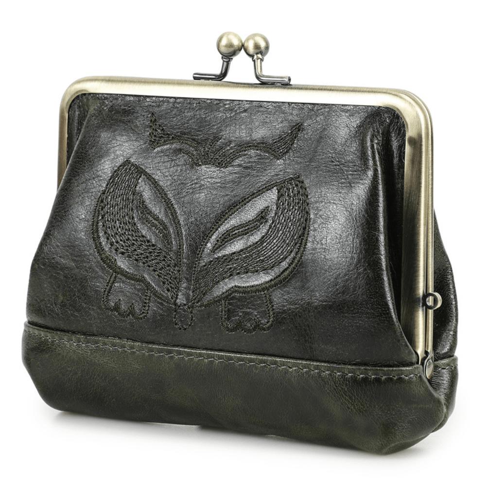 Geborduurde Damesportemonnee Casual Tas Multifunctioneel Compartiment Kleine Portemonnee green veelkleurig