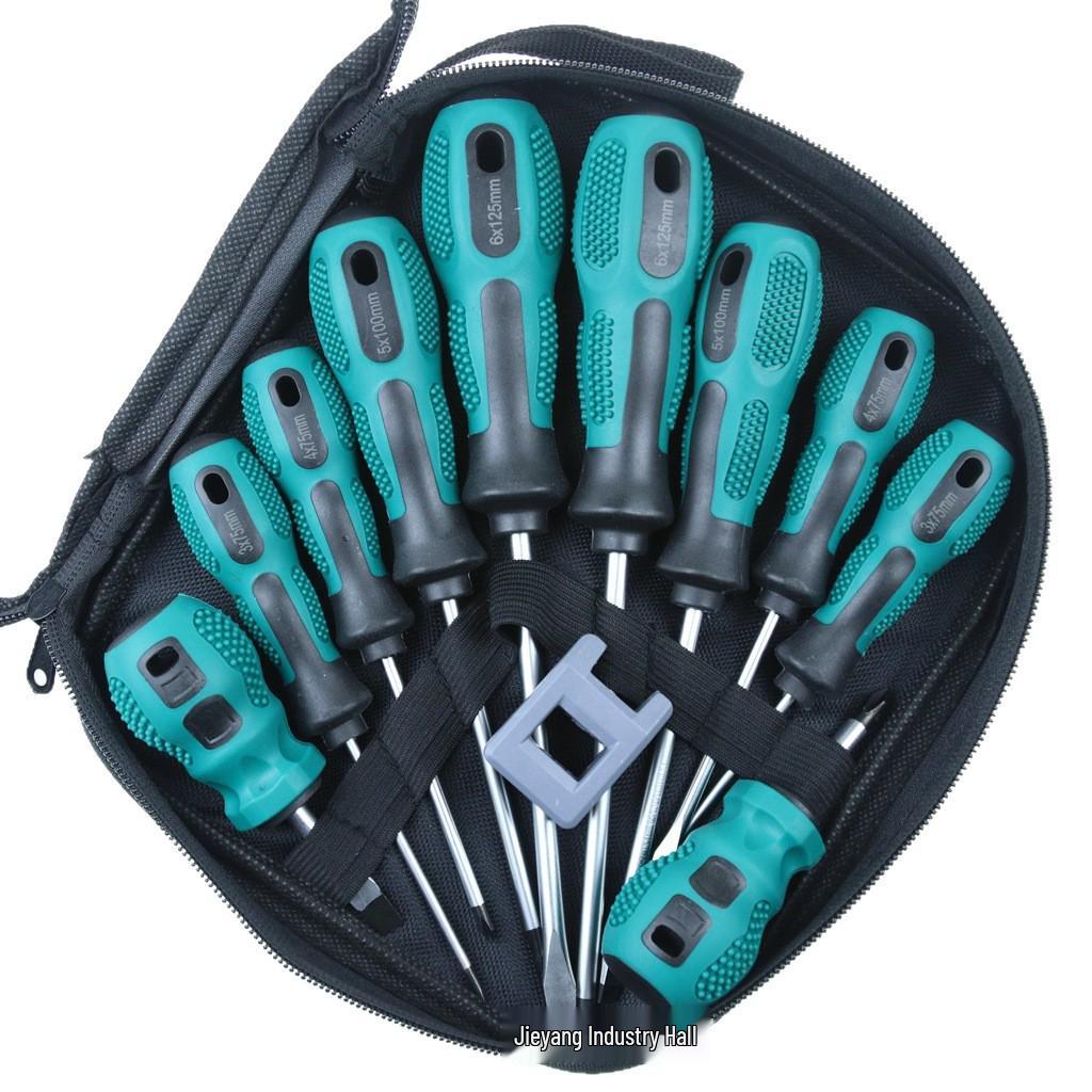 9-Piece Magnetic Crosshead & Slotted Screwdriver Set with Tool Bag