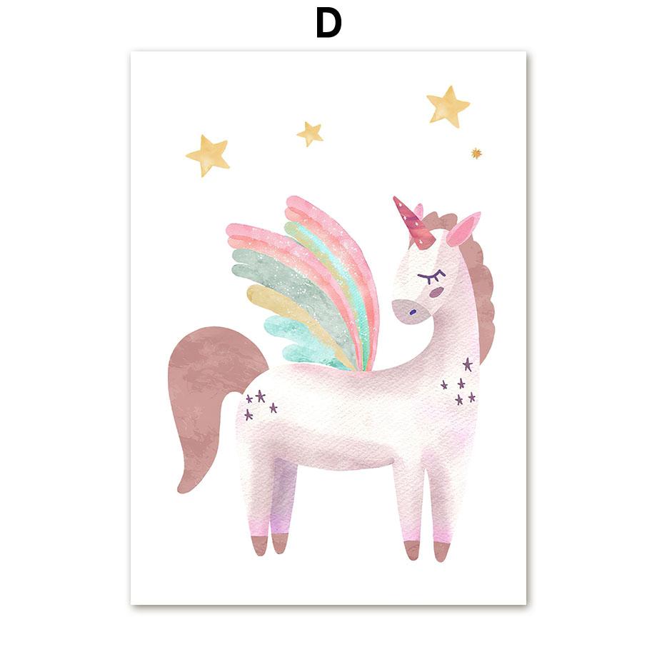 Princess Castle Unicorn Rainbow Sun Star Wall Art Canvas Painting Nordic Posters And Prints Wall Pictures Girl Kids Room Decor