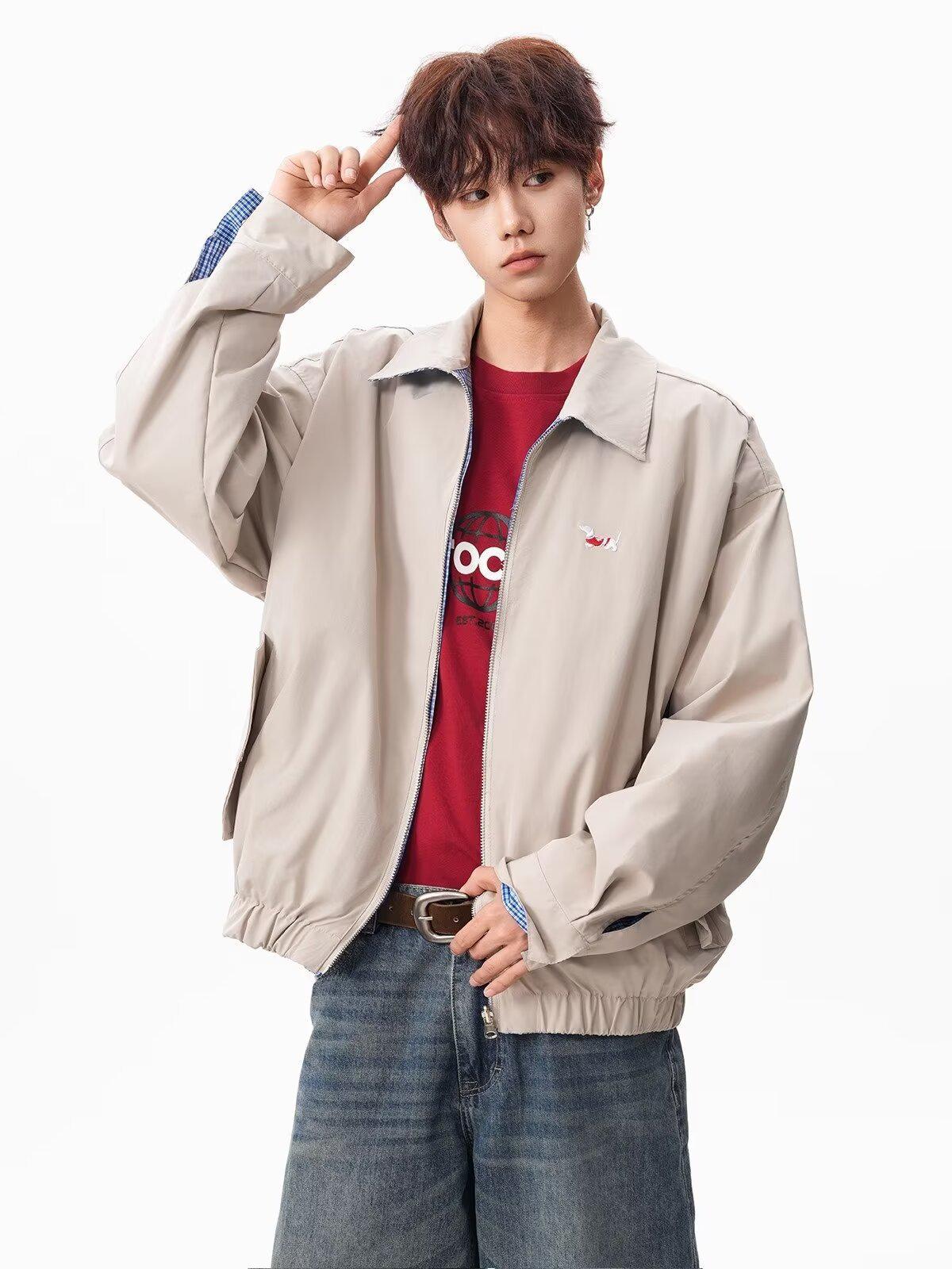 Unisex Double-Sided Autumn Lapel Jacket: Versatile, Loose-Fit Workwear for Couples M