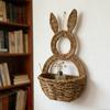 Handwoven Rabbits Ear Shape Flower Basket Natural Rattan Breathable Flower Holder for Home Decors and Storage