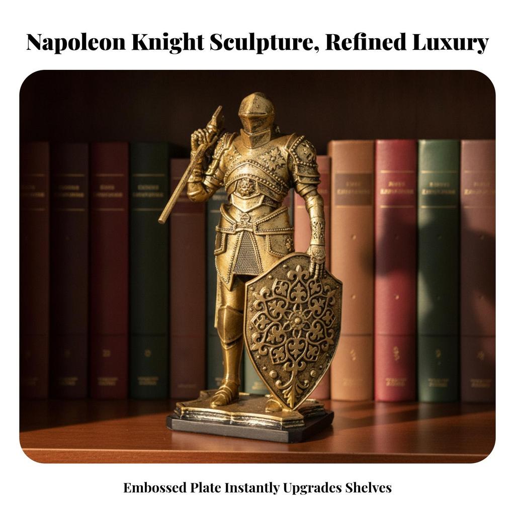 Metallic-LookLook Medieval Knight Figurine Nordic with Buckler