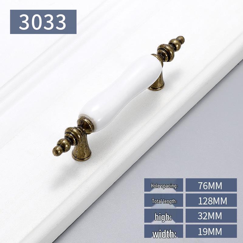 Antique Bronze & White Ceramic Cabinet Handle - European Style for Wardrobe, Drawer, Shoe Cabinet, Wine Cabinet, and Kitchen Doors.