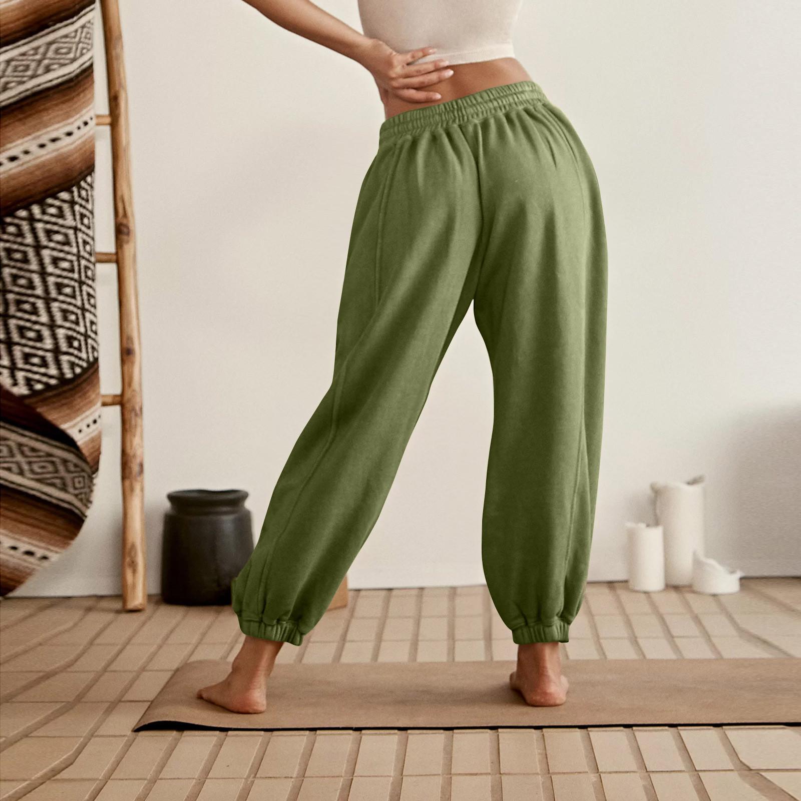 Женские однотонные повседневные брюки с высокой талией — фото 5