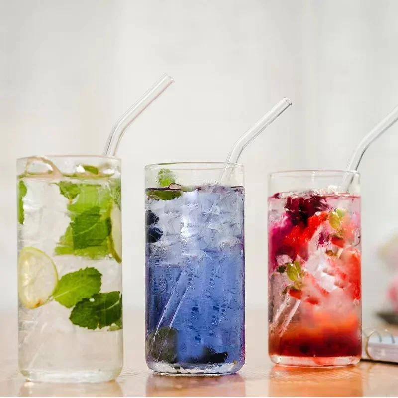 2/4/8Pcs Glass Straw Set Reusable Drinking Straw Borosilicate Glass Tube Sippy with Brush for Drinks Cocktail Cup Accessories