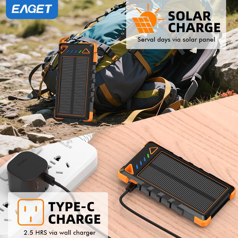 Baterie externă portabilă de urgență pentru telefon mobil, 8000mAh, suportă 3 dispozitive simultan. 4 niveluri de reglare a luminii