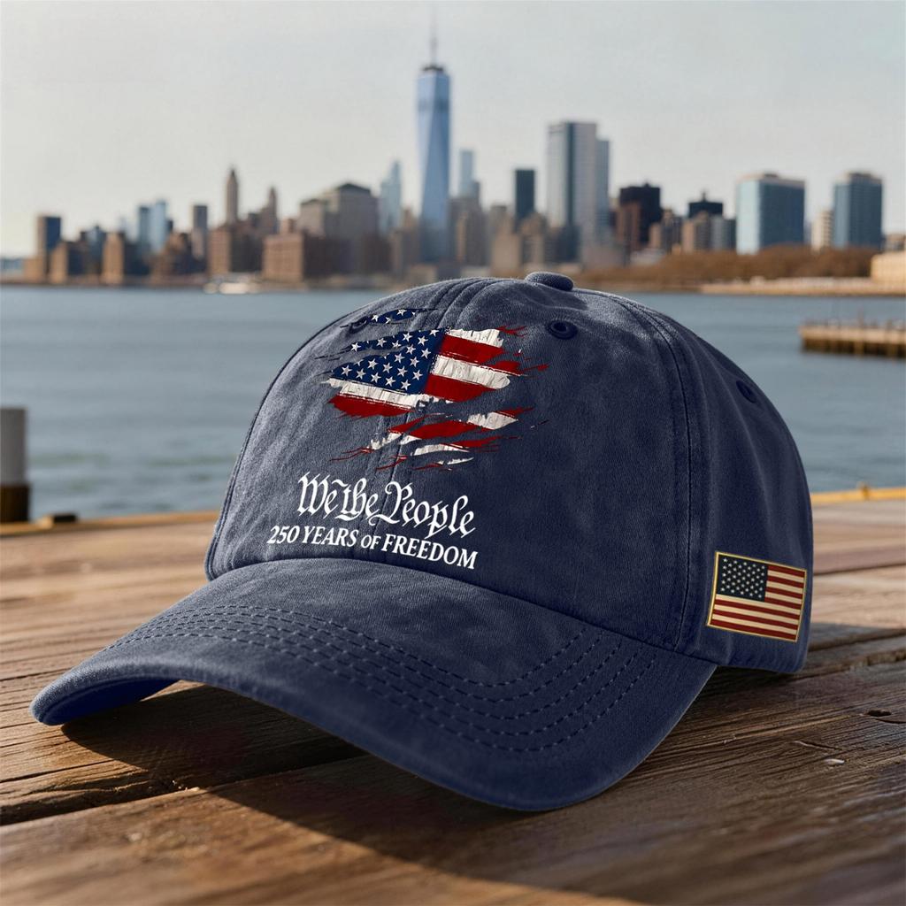 Unisex USA 250th Anniversary Printed Distressed Washed Baseball Cap | Patriotic Vintage Hat For Celebrations